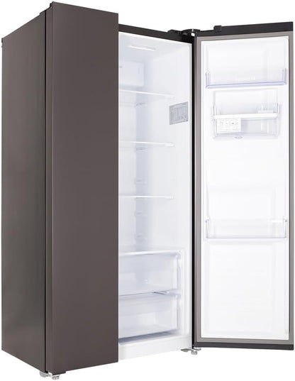 Respekta Réfrigérateur-Congélateur Côte À Côte Avec Distributeur D'Eau En Acier Noir AC178BSWS-18 / H:178 Cm, L:91 Cm/Compartiment Réfrigérateur De 326 L, Congélateur De 174 L, No Frost