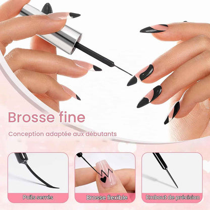 Vernis Semi Permanent, 4 Couleurs Noir or Argenté Blanc Vernis À Ongles Gel Liner Kit Soak off UV/LED Semi-Permanent Manucure Kit Pour Salon De Manucure DIY Home, 8Ml