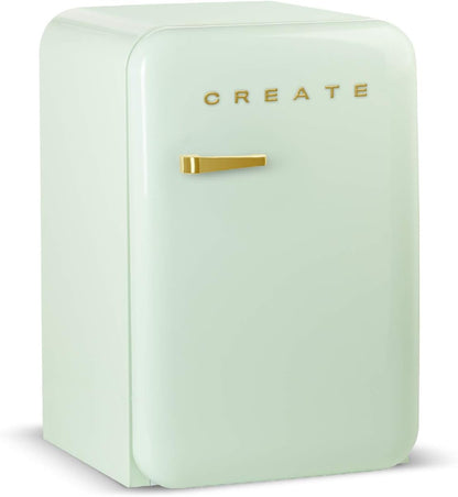 / RETRO FRIDGE 83.5 Gold/Réfrigérateur Vert Avec Poignée Or/Pratique Et Fonctionnel, Matériaux Résistants