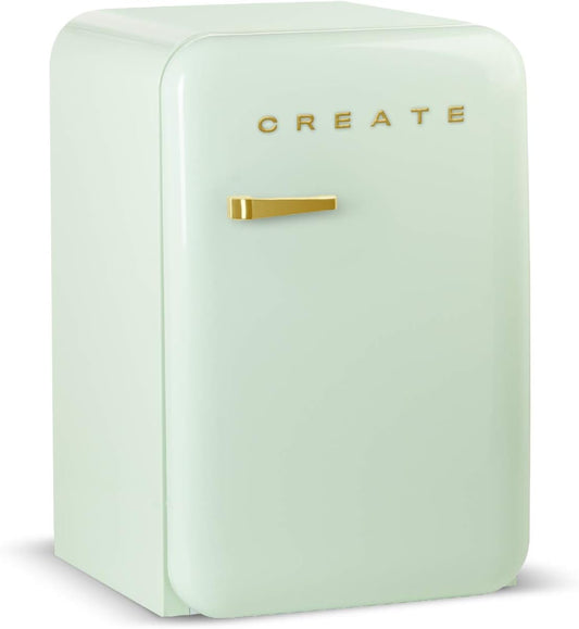 / RETRO FRIDGE 83.5 Gold/Réfrigérateur Vert Avec Poignée Or/Pratique Et Fonctionnel, Matériaux Résistants