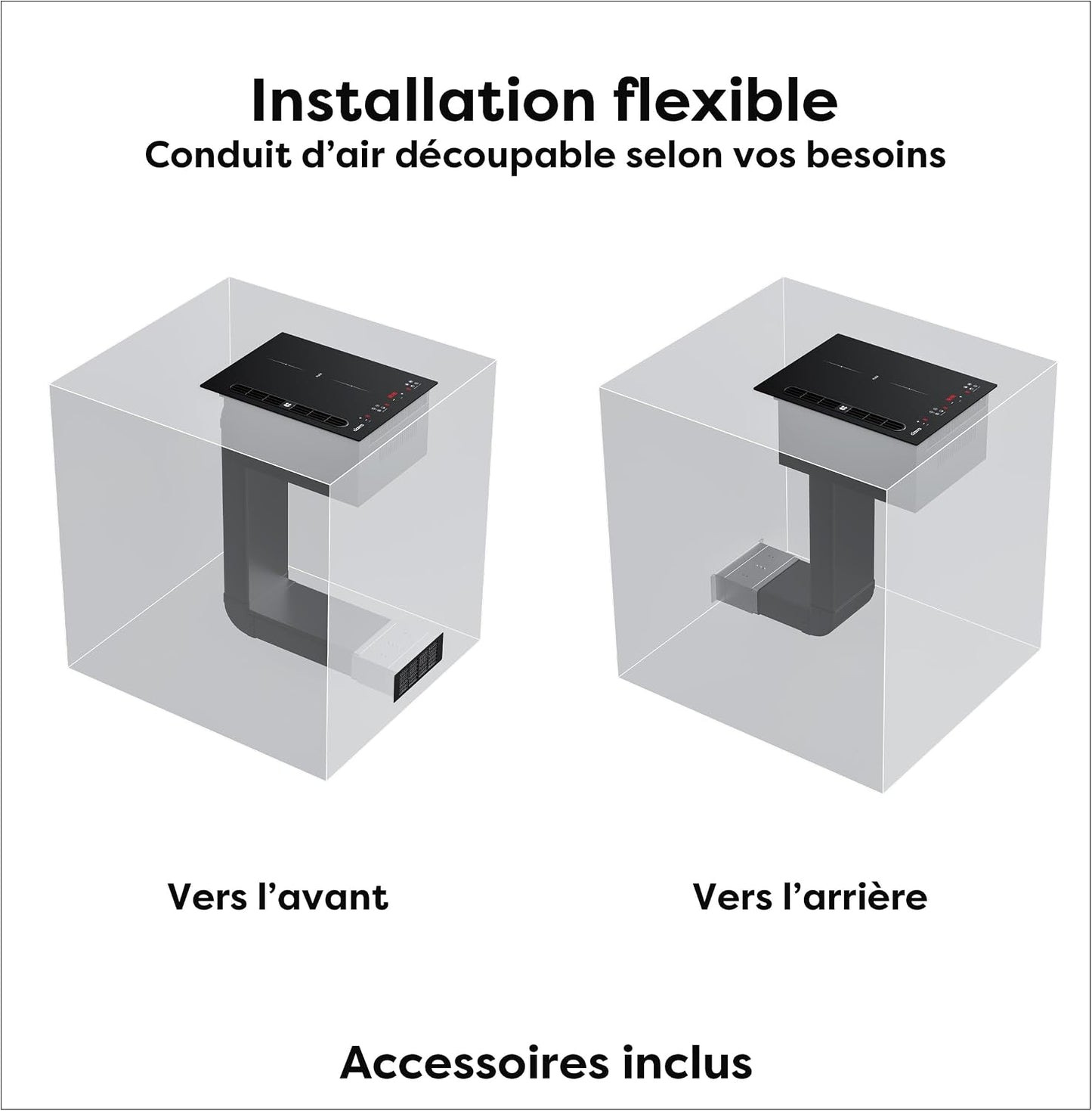 Plaque Induction Avec Hotte Intégrée 2 Feux Flexzone, Plasma Anti-Odeurs