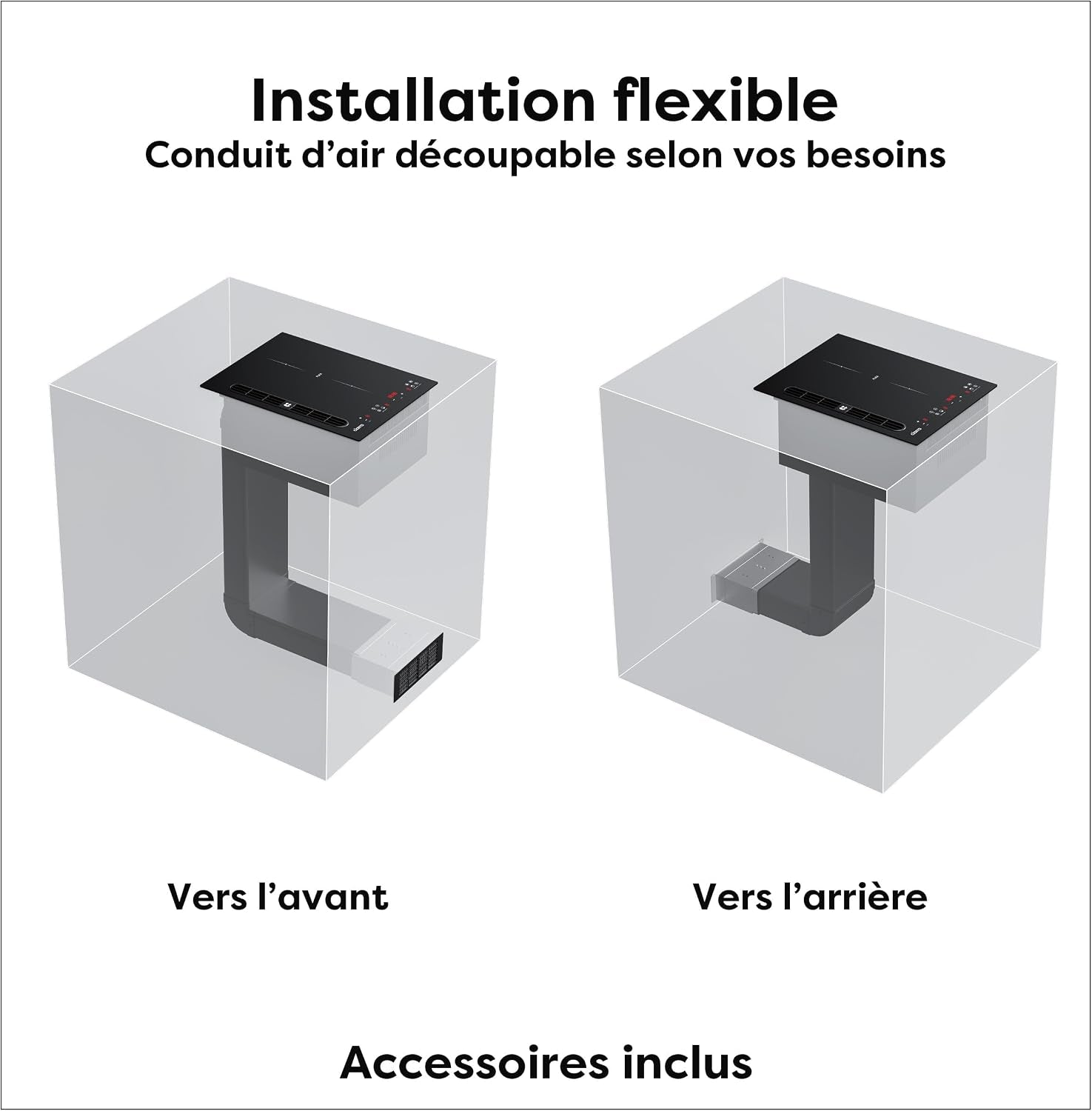 Plaque Induction Avec Hotte Intégrée 2 Feux Flexzone, Plasma Anti-Odeurs