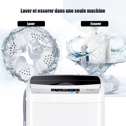 Lave-Linges Machine À Laver 4,5 KG 10 Programmes, Écran D' Affichage LED, Séchage, 50 X 50 X 85 CM, Blanc