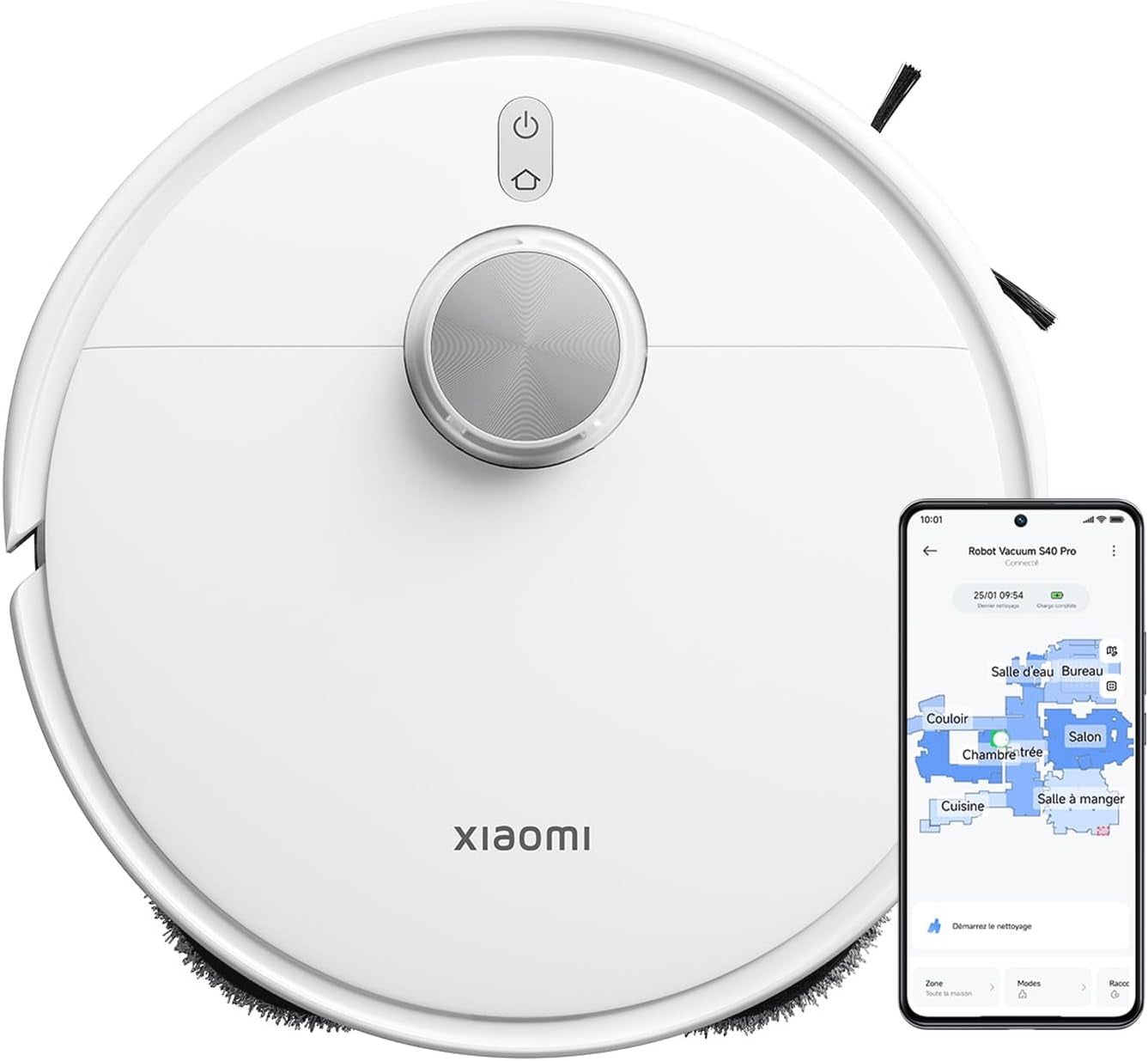 S40 Pro Aspirateur Robot, 15000Pa, Deux Bras Extensibles | Double Anti-Nœuds, Évitement D’Obstacles Grand-Angle, Détection Des Tapis, Relevage Auto Des Serpillières, Contrôle App/Voix
