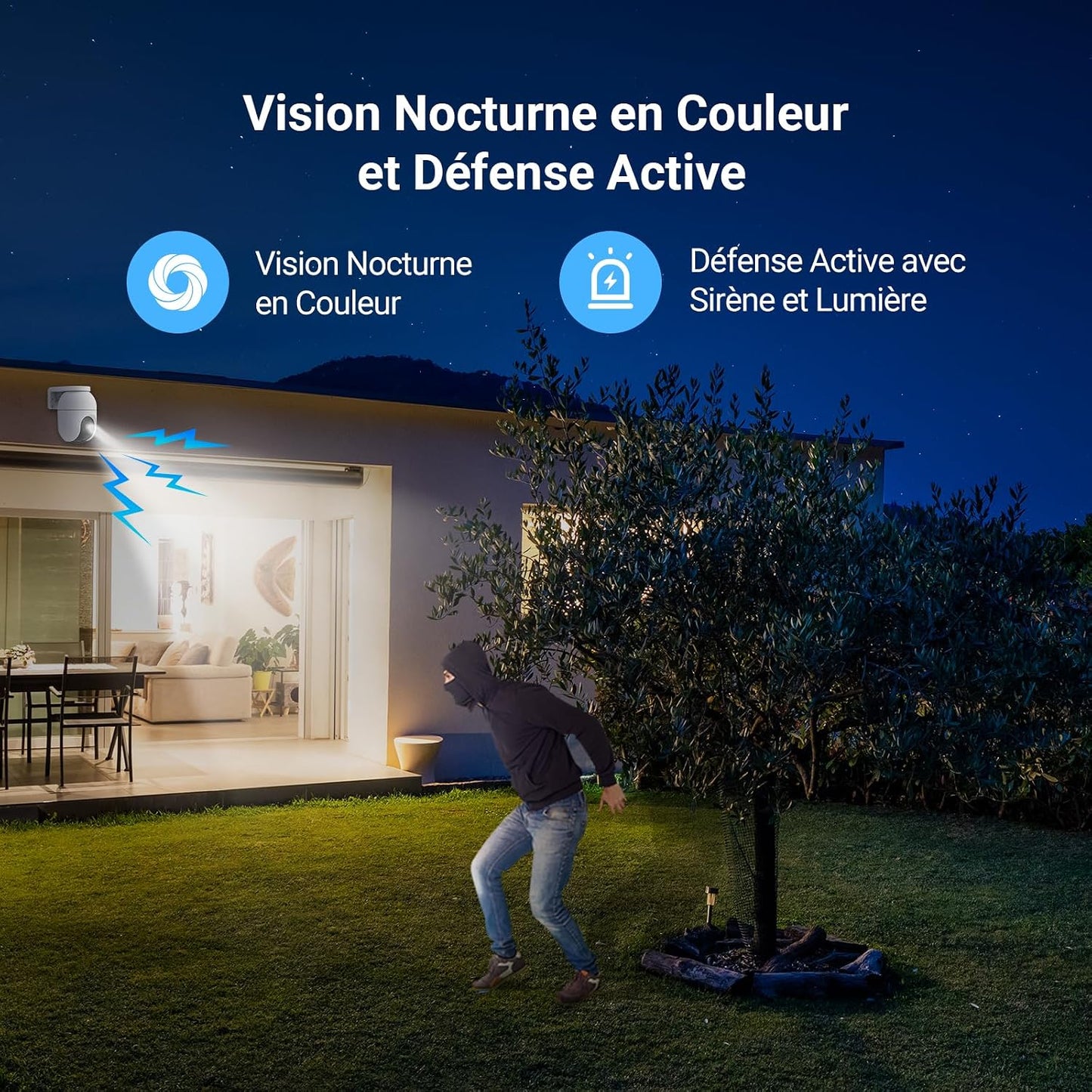 2Pack Caméra De Surveillance Extérieur Wifi À 360° C8C 2MP | Détection Humaine, Vision Nocturne En Couleur, Suivi Auto-Zoom, Audio Bidirectionnel, IP65 Etanche, Défense Active