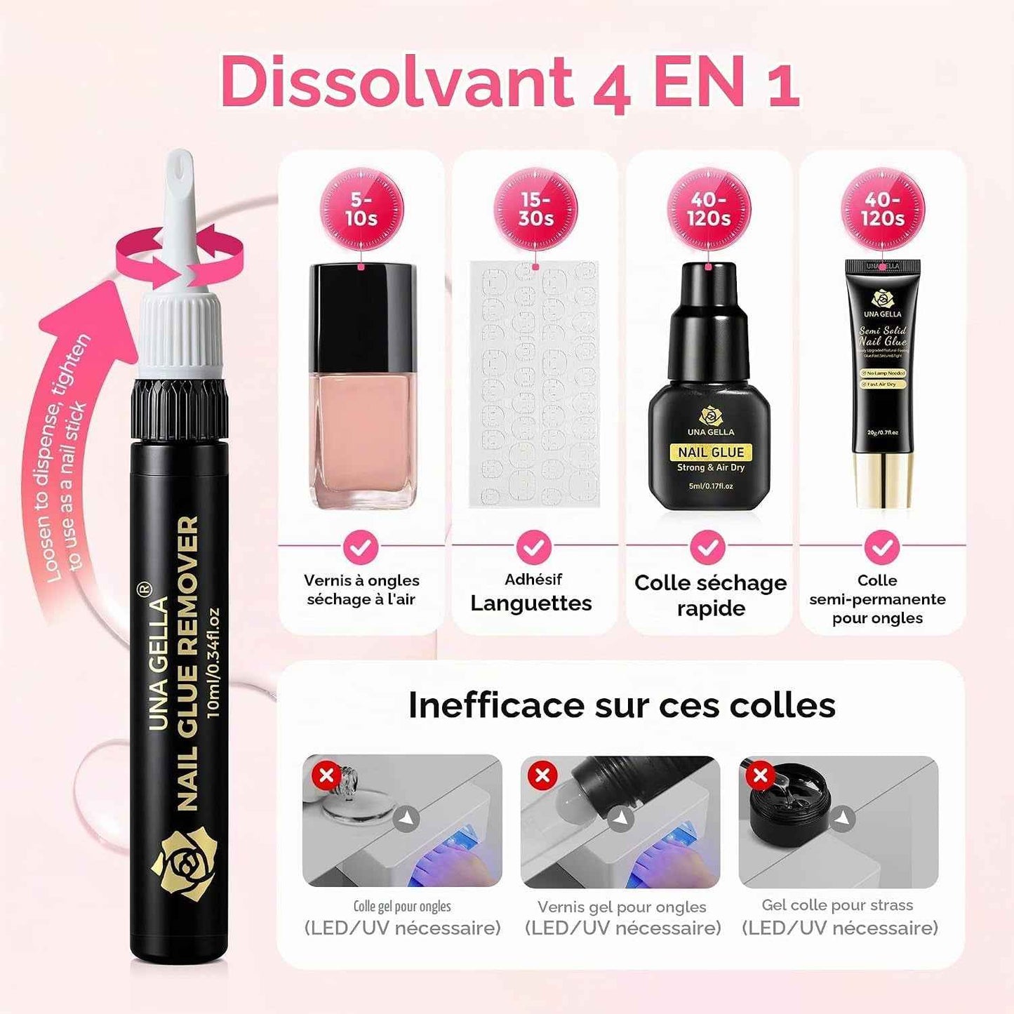 Colle Forte Pour Faux Ongles 15 Ml, 2 PCS Colle Ongle À Séchage Rapide, Sans Lampe UV, Kit Adhésif Pour Extension Acrylique Et DIY