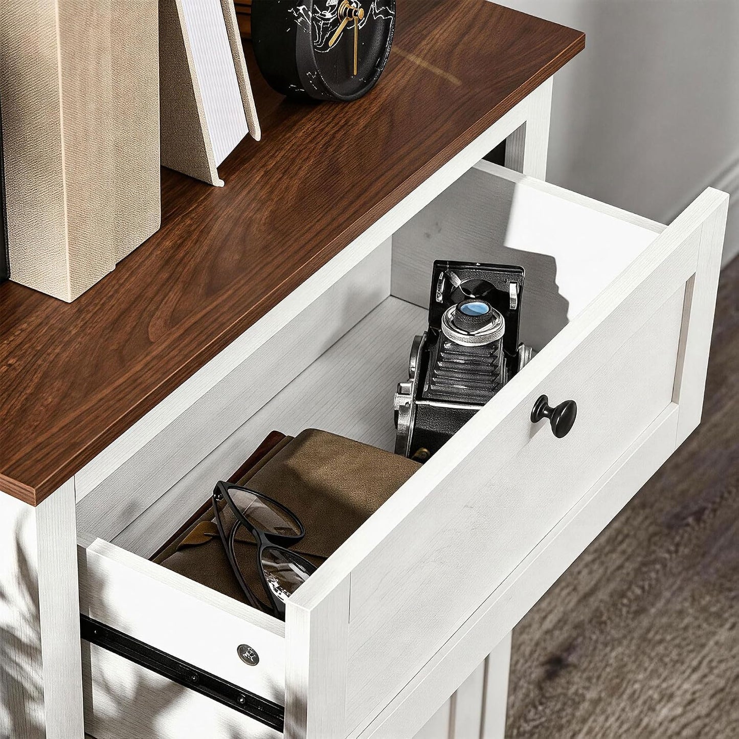 Buffet De Cuisine Multi-Rangements 2 Portes 60 X 30 X 87,5 Cm Blanc | Étagère Réglable, 1 Tiroir, Design Campagne, Pour Salon Chambre Cuisine