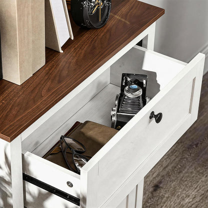 Buffet De Cuisine Multi-Rangements 2 Portes 60 X 30 X 87,5 Cm Blanc | Étagère Réglable, 1 Tiroir, Design Campagne, Pour Salon Chambre Cuisine