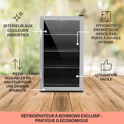 Mini Frigo De Chambre Et Bureau Pour Boisson, Petit Frigo Silencieux, Refrigerateur Mini Bar 124L, Petit Réfrigérateur Camping, Étagères Réglables Pour Le Vin, Cannette, Beer Fridge4