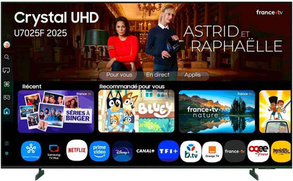 TV 43 Pouces Crystal UHD U7025F 4K Smart TV, Couleurs Incroyables Avec Crystal Processor 4K, Écoutez Tous Les Haut-Parleurs Avec Q-Symphony, Données Protégées, Knox Security Et Gaming Hub