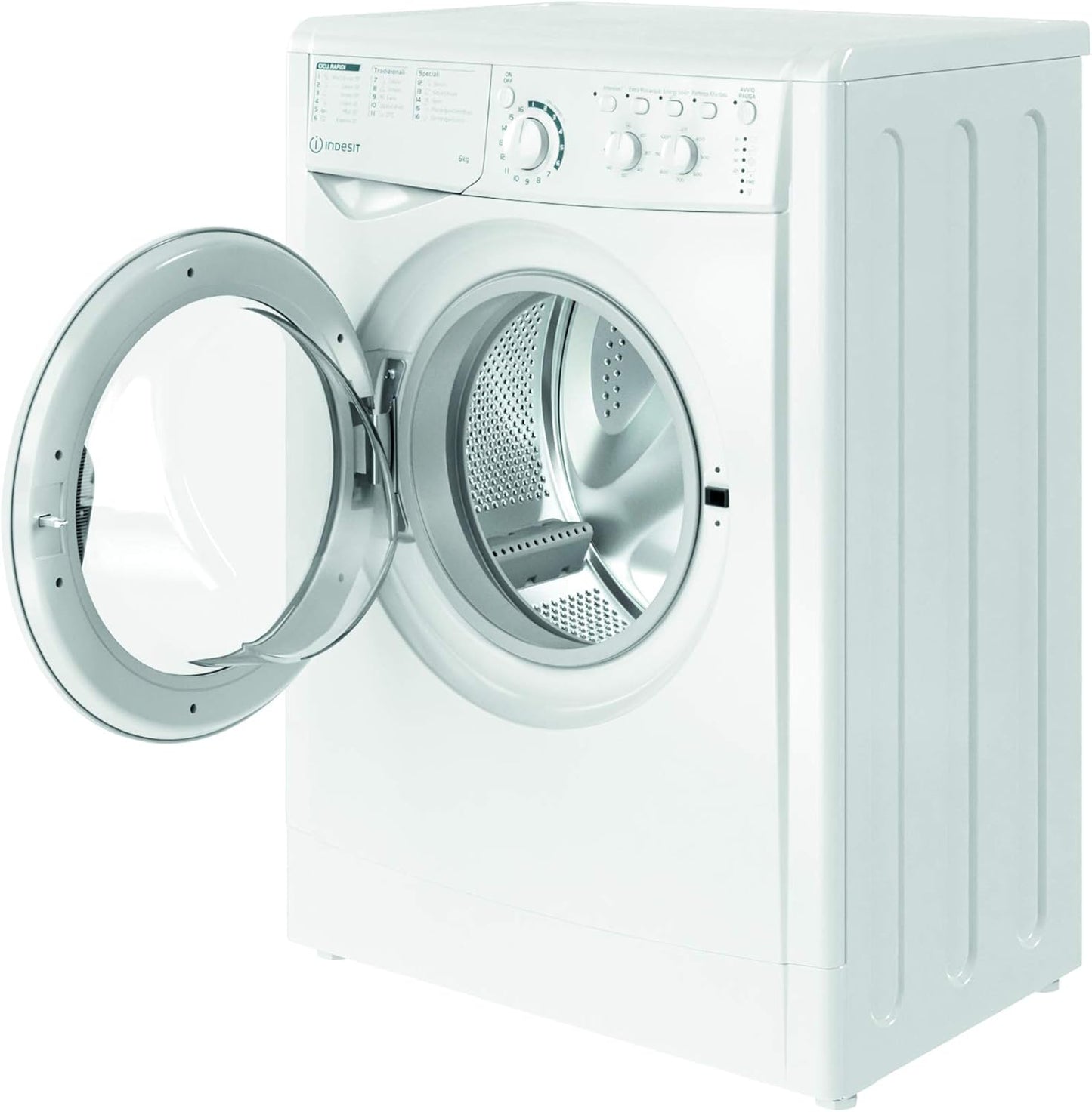 EWC 61051 W IT N - Machine À Laver 6 Kg Libre Installation, Charge Avant. Centrifugeuse 1000 Tours Par Minute - Largeur 59,5 Cm, Profondeur 51,7 Cm, Hauteur 85 Cm, Classe Énergétique F