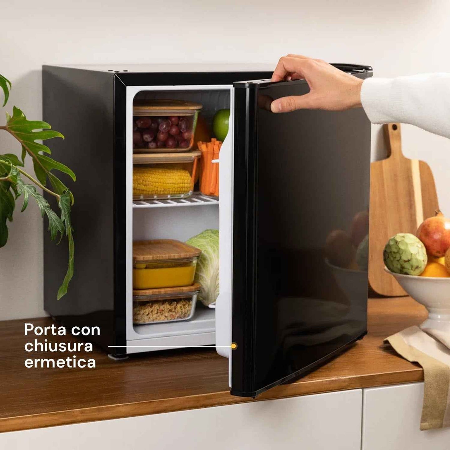 Minifrigo Bar Pour Chambre Ou Bureau 48L Et Congélateur De 5L Avec Lumière LED Et Température Réglable 0°/10°C – Consommation Énergétique Réduite 85 W Étagère Pratique Pour Boissons Et Porte