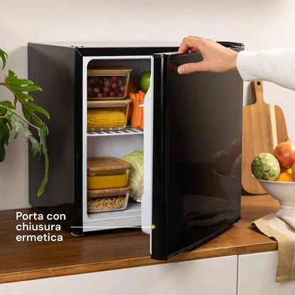 Minifrigo Bar Pour Chambre Ou Bureau 48L Et Congélateur De 5L Avec Lumière LED Et Température Réglable 0°/10°C – Consommation Énergétique Réduite 85 W Étagère Pratique Pour Boissons Et Porte