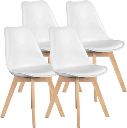 Chaises Salle À Manger, Chaise Scandinave Lot De 4,Idéal Pour Salle À Manger,Salon,Cuisine,Chambre À Coucher (4, Blanc)