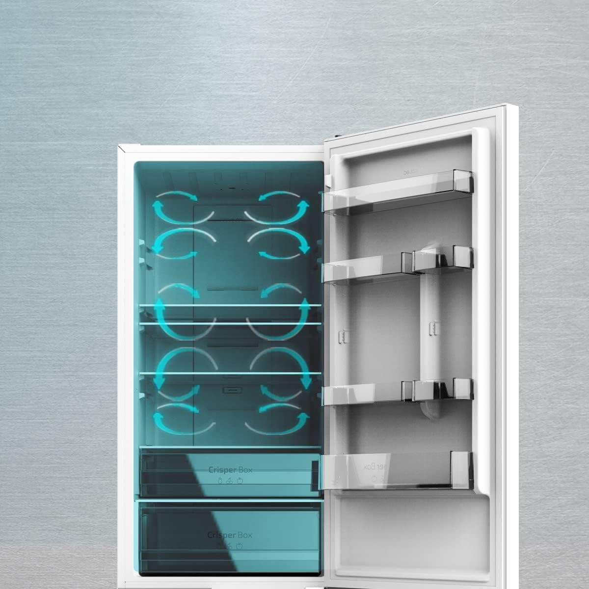 Frigorífico Combi 2 Puertas Con Dispensador De Agua Bolero Coolmarket Combi 322 WD Inox D. 322 L, Altura 185 Y 60 Cm De Ancho, Bajo Consumo, Motor Inverter Plus, Total No Frost