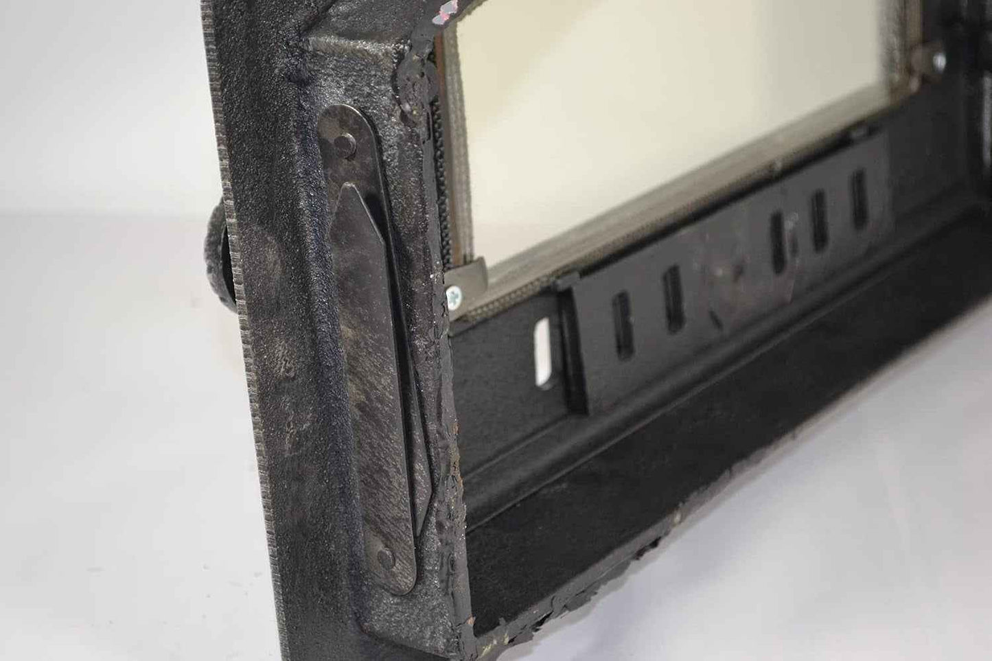 Porte De Four En Fonte Avec Vitre En Verre Résistant À La Chaleur, Ouverture Vers La Gauche, Porte De Four À Pizza, Four À Pain, 48,5 X 6,5 X 27,5 Cm, Peinture Semi-Circulaire Et Argent Vieilli
