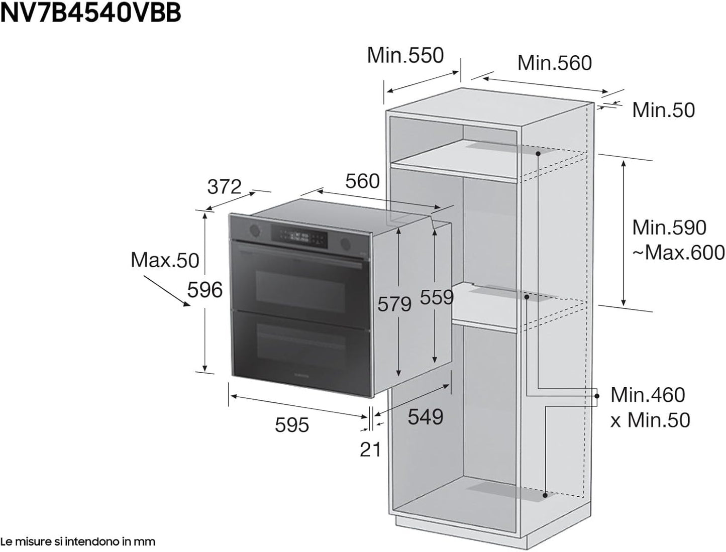 Four Électrique Ventilé Grill/Vapeur 76 Litres Classe A+ Noir - NV7B4540VBB/U5