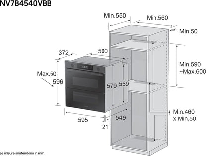 Four Électrique Ventilé Grill/Vapeur 76 Litres Classe A+ Noir - NV7B4540VBB/U5