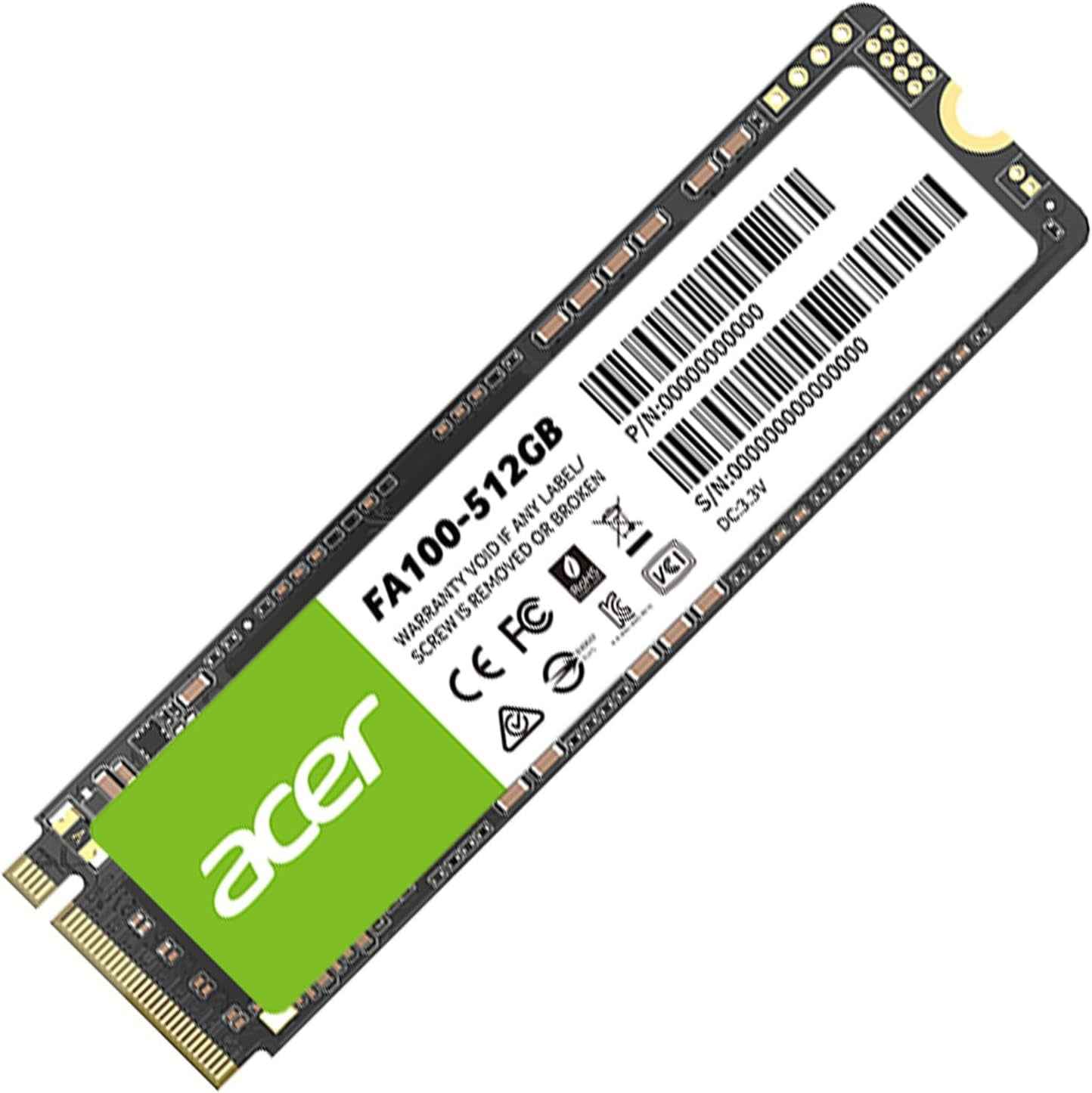 FA100 Pcie 3.0 Nvme SSD 512Go : Vitesse De Lecture Jusqu’À 3300 Mo/S, Disque Dur Interne Gen3X4 M.2 2280 Avec HMB Et SLC – Disque SSD De Jeu Pour Ordinateur Portable/De Bureau