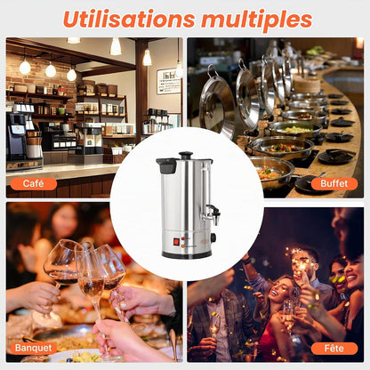 Hakka Percolateur À Café 7L/50 Tasses, Professionnelle Percolateur En Acier Inoxydable, Grand Distributeur De Café, Commercial Percolateurs Électrique Avec Indicateur De Niveau D'Eau (Max: 5,7L)