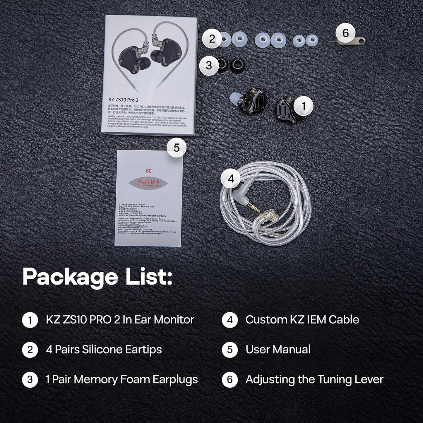 KZ ZS10 Pro 2 in Ear Monitor Écouteurs Filaires Hybrides 1DD+4BA | Avec Commutateur De Réglage À 4 Niveaux, Écouteurs De Jeu Croisés À 3 Voies (Sans Microphone, Noir)