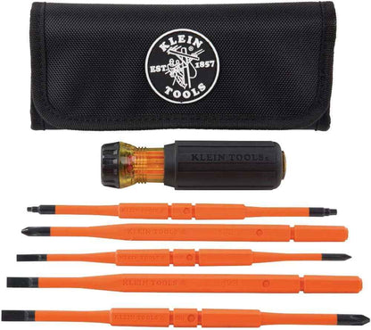 32288 Tournevis Isolé 8 En 1 Avec Lames Interchangeables, 3 Phillips, 3 Fentes Et 2 Pointes Carrées, Noir/Orange