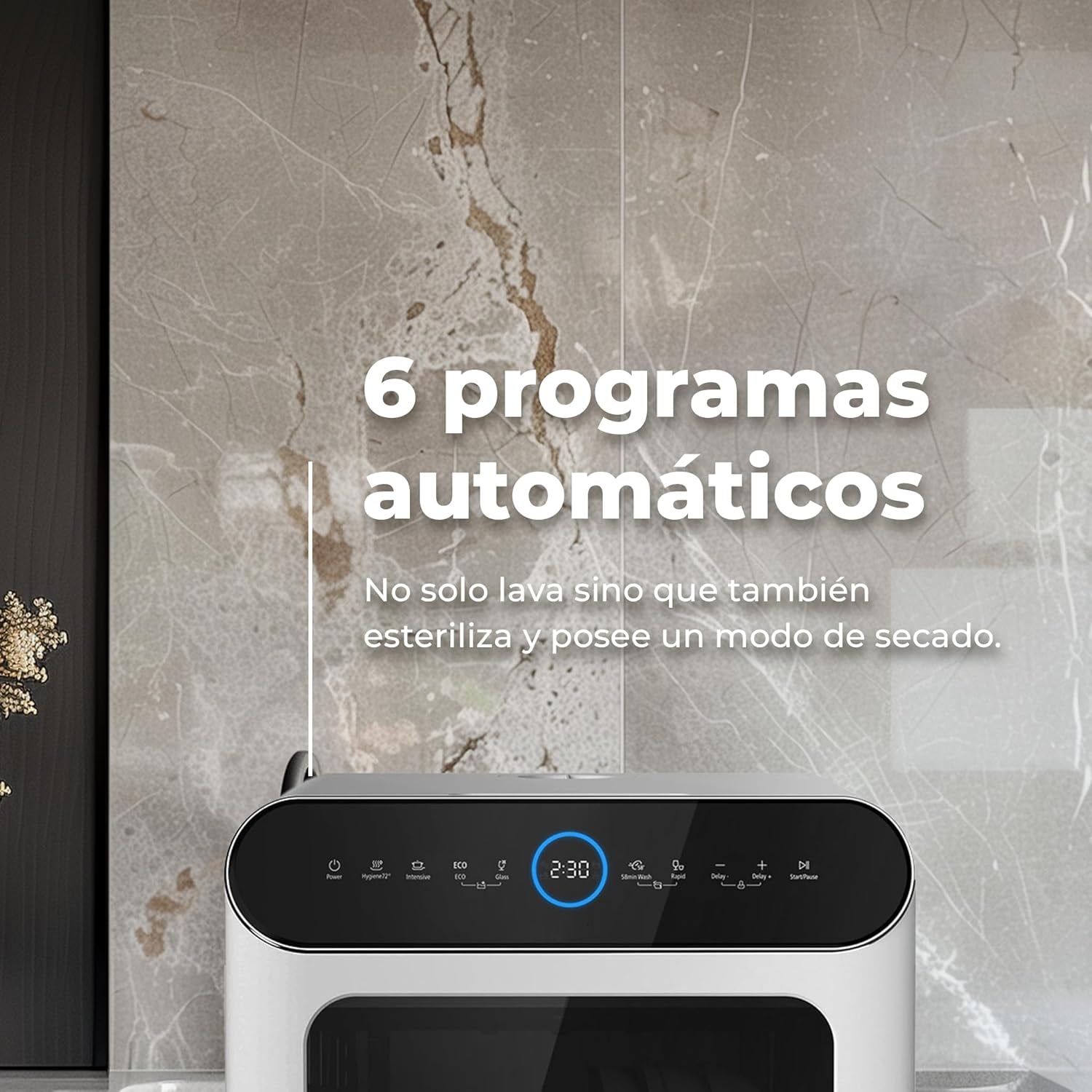 EVVO Lave-Vaisselle Petit, Taille Compacte Et Sans Installation, Pour Bureau Ou Comptoir, 2 Services, 6 Pogrammes, Séchage Supplémentaire, Programme ECO, Programme Automatique, Programmable, Mini D