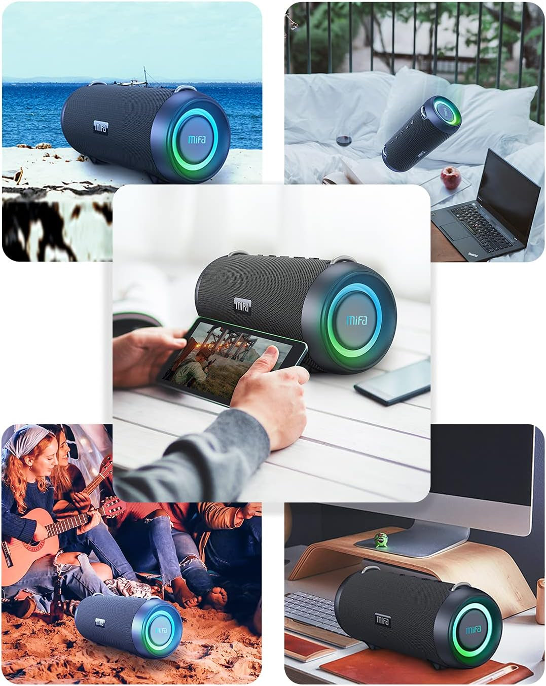 Enceinte A90 Haut-Parleur Bluetooth 60W Sans Fil IPX7 Étanche 30 Heures De Lecture Carte Micro SD Véritable Chargement Stéréo USB-C Sans Fil Avec Housse De Protection Et Dragonne Portable
