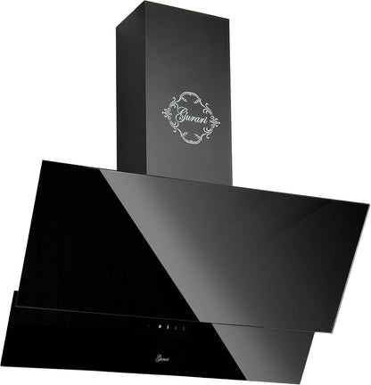 Hotte Murale 90 Cm  GCH D 268 9 Prime/Hotte Aspirante Noire Classe a 1000 M³/H Avec Télécommande/Hotte De Cuisine Avec Evacuation Ou Recyclage/Hotte Inclinée Avec Filtre À Charbon