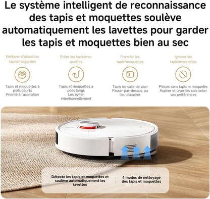 S40 Pro Aspirateur Robot, 15000Pa, Deux Bras Extensibles | Double Anti-Nœuds, Évitement D’Obstacles Grand-Angle, Détection Des Tapis, Relevage Auto Des Serpillières, Contrôle App/Voix