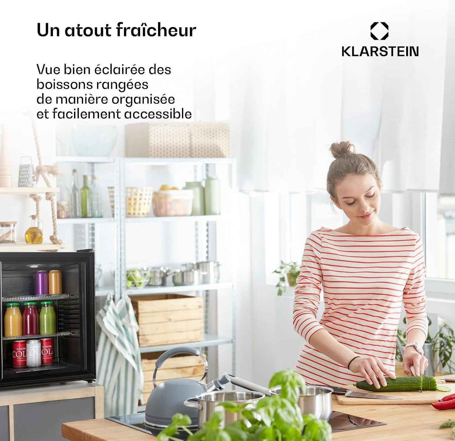 Petit Frigo De Chambre De 42L Pour Snacks Et Boissons, Top Silencieux, Mini Bar, Camping, Cosmetique, Refrigerateur Avec Étagères Réglables, 12-18°C