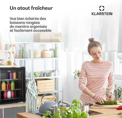 Petit Frigo De Chambre De 42L Pour Snacks Et Boissons, Top Silencieux, Mini Bar, Camping, Cosmetique, Refrigerateur Avec Étagères Réglables, 12-18°C