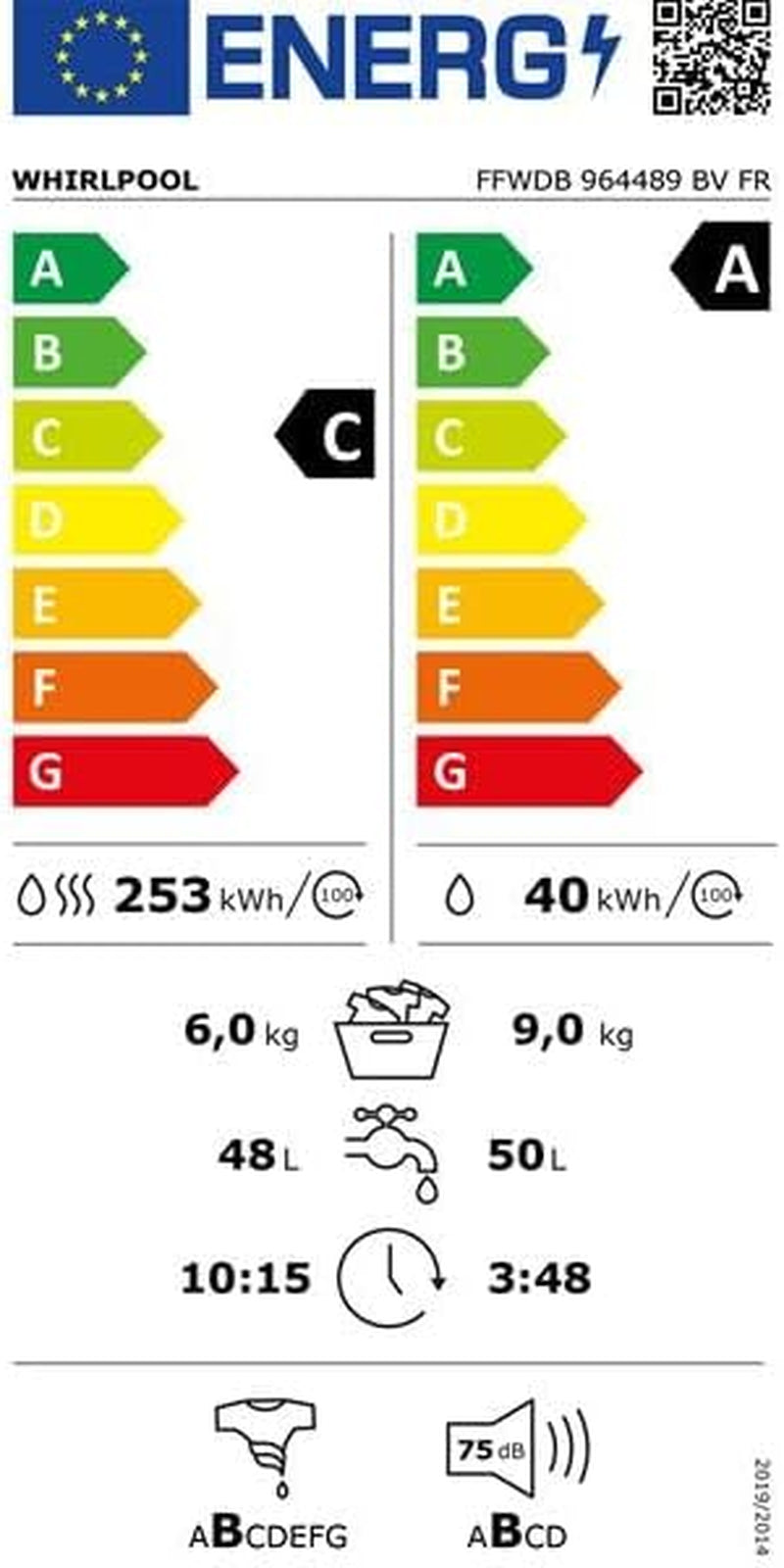 Lave-Linge Séchant 9/5Kg 1400 Tours/Min - FFWDB964489BVFR