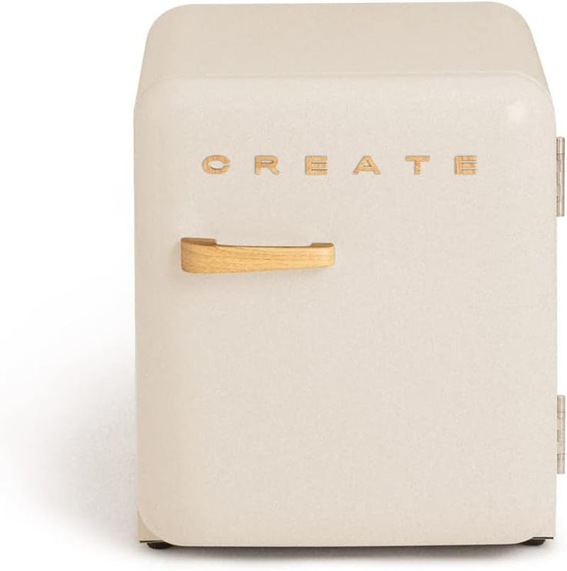 / RETRO FRIDGE 50 Wood/Réfrigérateur Blanc Cassé Avec Poignée Bois/Pratique Et Fonctionnel, Matériaux Résistants