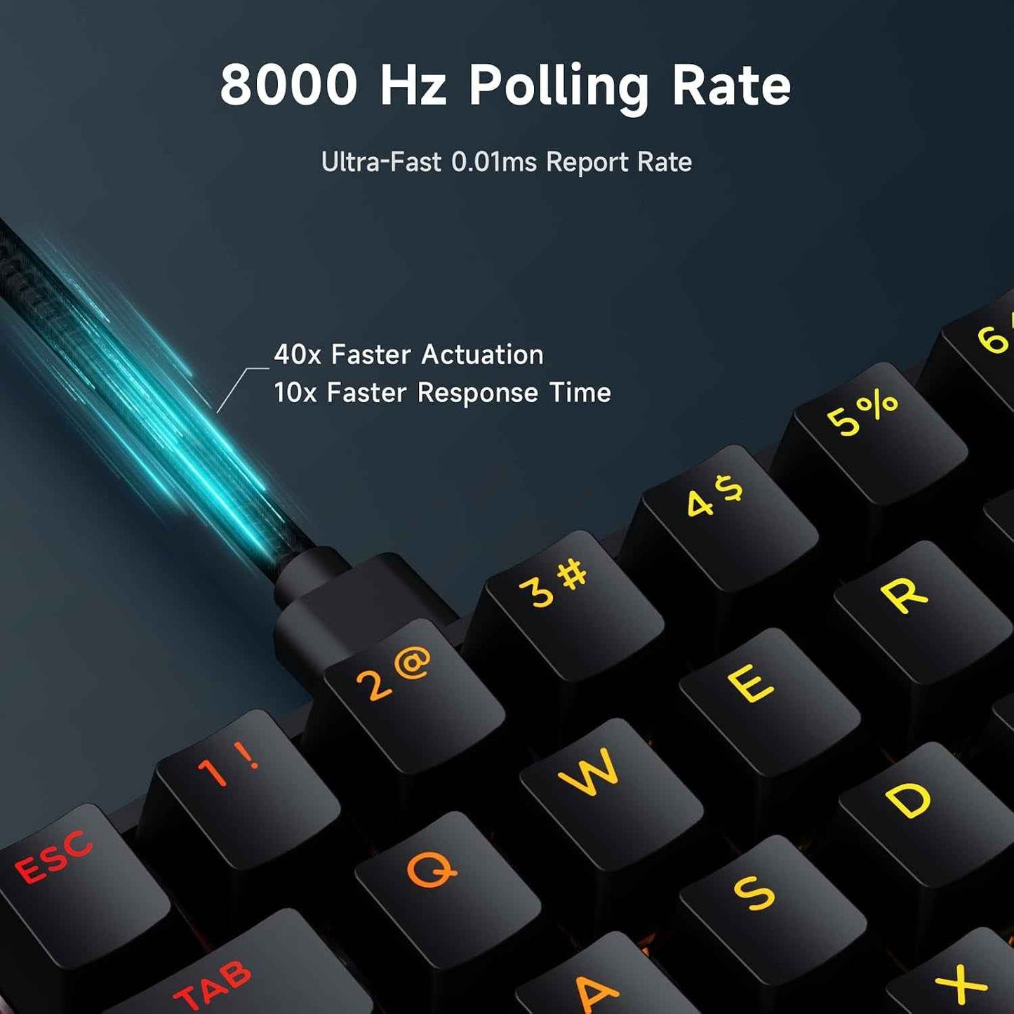 Ace60 Pro HE Clavier Gamer Magnétique, Clavier Filaire 60% | Effet Hall, 8Khz Rapid Trigger, Précision RT 0,01 Mm, Activation Réglable, Snap Tap, RGB, PBT, Hot Swap, SOCD, Pc/Mac, Noir