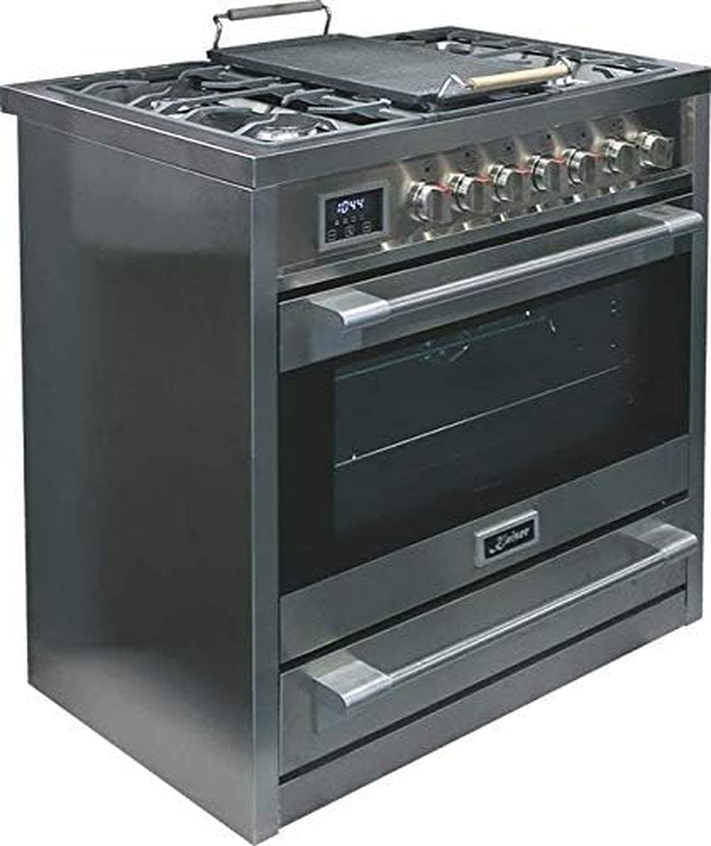 Kaiser HGE 93505 R Gaz Electrique Cuisinière 90Cm/Four Électrique/Cuisinière/ 115L / Plaque De Cuisson Au Gaz/ 4,5 Kw WOK/ 8 Fonctions/Autonettoyage/Gaz Naturel Et Propane Possibles/Qualité De Luxe