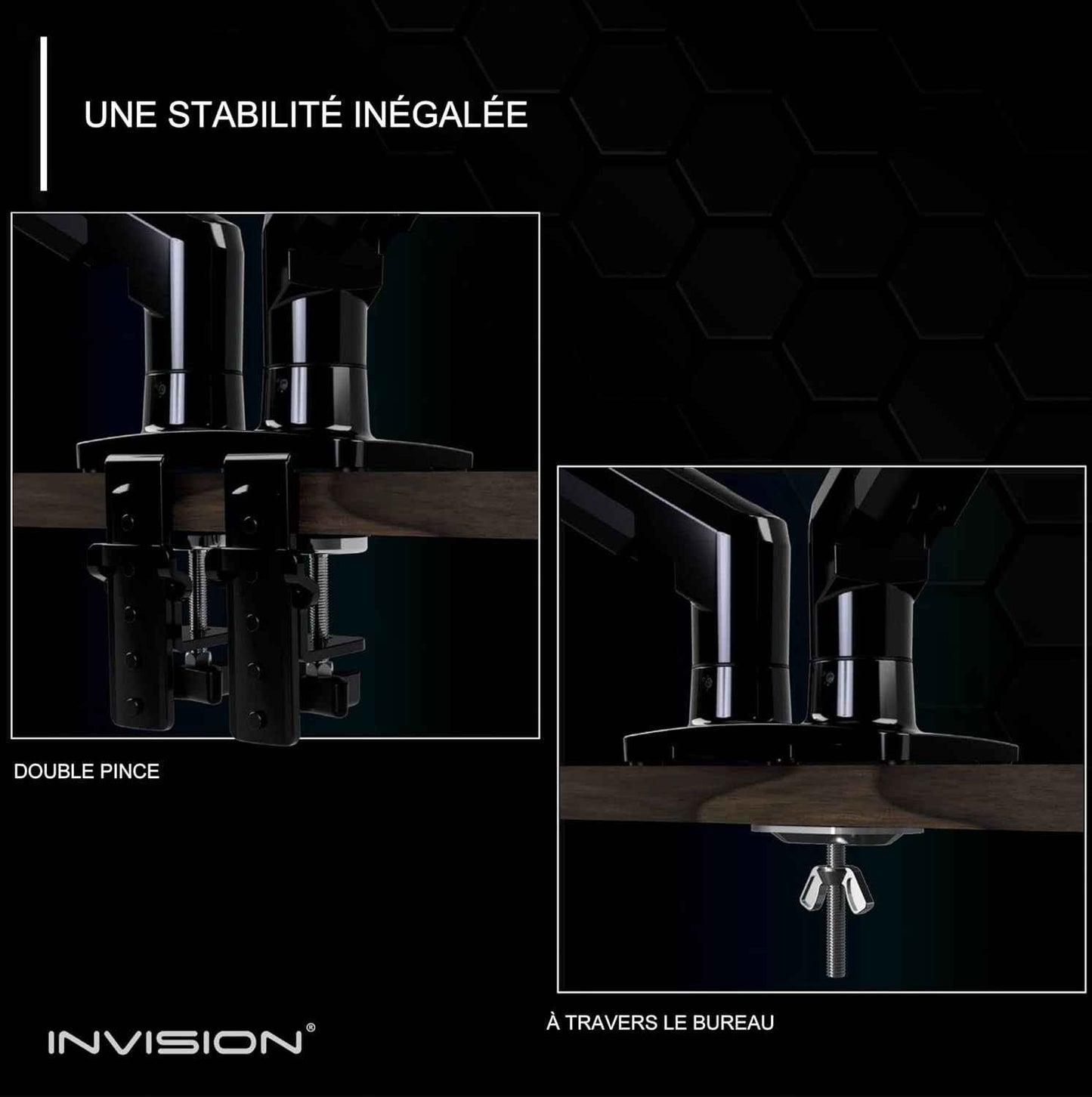 Support Écran PC Pour 19 À 32 Pouces, Réglage Hauteur Sans Outil Bras Avec Incline, Pivote Et Tourne, VESA 75 Et 100Mm, Pince De Bureau, Capacité De Charge 2-9Kg (MX400 Bras Double)