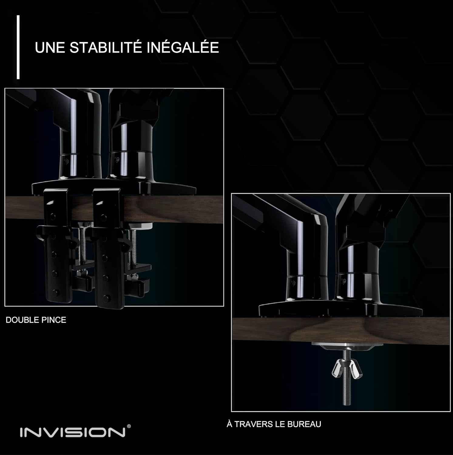 Support Écran PC Pour 19 À 32 Pouces, Réglage Hauteur Sans Outil Bras Avec Incline, Pivote Et Tourne, VESA 75 Et 100Mm, Pince De Bureau, Capacité De Charge 2-9Kg (MX400 Bras Double)