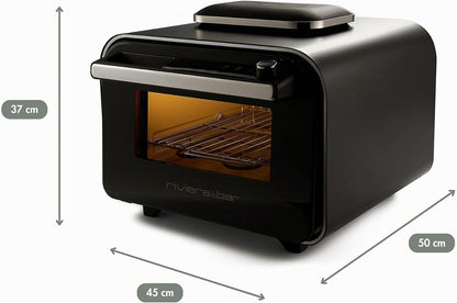 Riviera&Bar Four À Pizza - Four Compact Et Polyvalent, Haute Température - Programmes Variés Dont Air Fryer, Écran Digital Intuitif - Utilisation Intérieure Et Extérieure - Accessoires Inclus