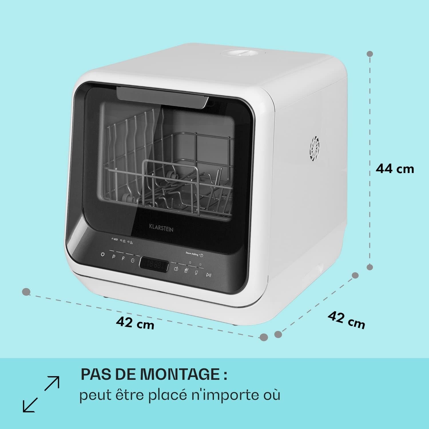 Mini Lave Vaisselle De Table 2 Couvert, Silencieux, 7 Programmes De Lavage, Compact, Portable, Facile À Installer Pour Maison, Bureau