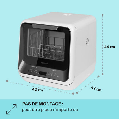 Mini Lave Vaisselle De Table 2 Couvert, Silencieux, 7 Programmes De Lavage, Compact, Portable, Facile À Installer Pour Maison, Bureau