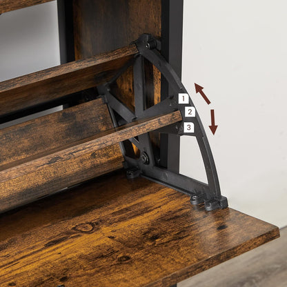 Meuble À Chaussures, Porte-Chaussures Fin, Meuble De Rangement À 4 Abattants, Pour 12-20 Paires, Anti-Poussière, 30 X 98,3 X 95 Cm, Pour Entrée, Marron Rustique Et Noir LBS803B01