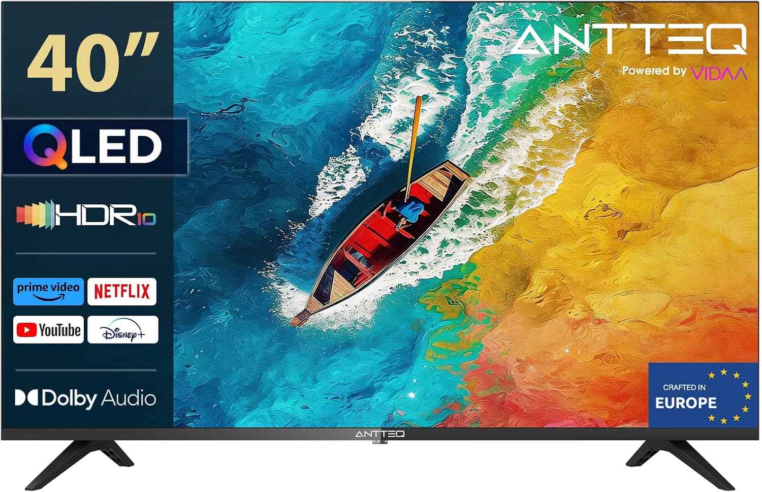 AV40F5Q 2K QLED FHD Smart TV 40 Pouces HDR10 Bluetooth Avec Triple Tuner (DVB-C/-S2/-T2) App Store, Netflix, Prime Video, Rakuten TV, DAZN, Youtube