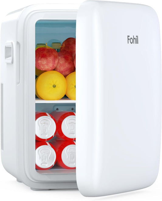 Mini Frigo De Chambre, Mini Réfrigérateur, 10L Petit Frigo, Refrigerateur Aliments, Boissons, Silencieux, Pour Cosmetique, Camping, AC/DC Frigo Voiture Portable Fonction Chaud/Froid