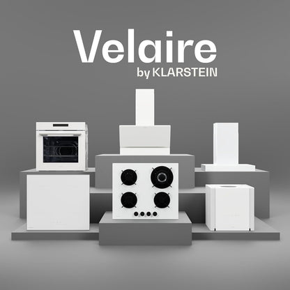 Klarstein Velaire Hotte Aspirante 90 Cm - Hotte Décorative, 820 M³/H, A++ Énergie, Commandes Tactiles, LED, Filtre Charbon, Silencieuse, 3 Vitesses + Boost, Hotte Cuisine Moderne, Blanc