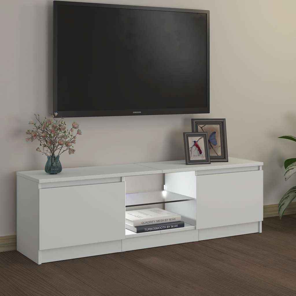 Meuble TV Avec Lumières LED Blanc 120X30X36 Cm