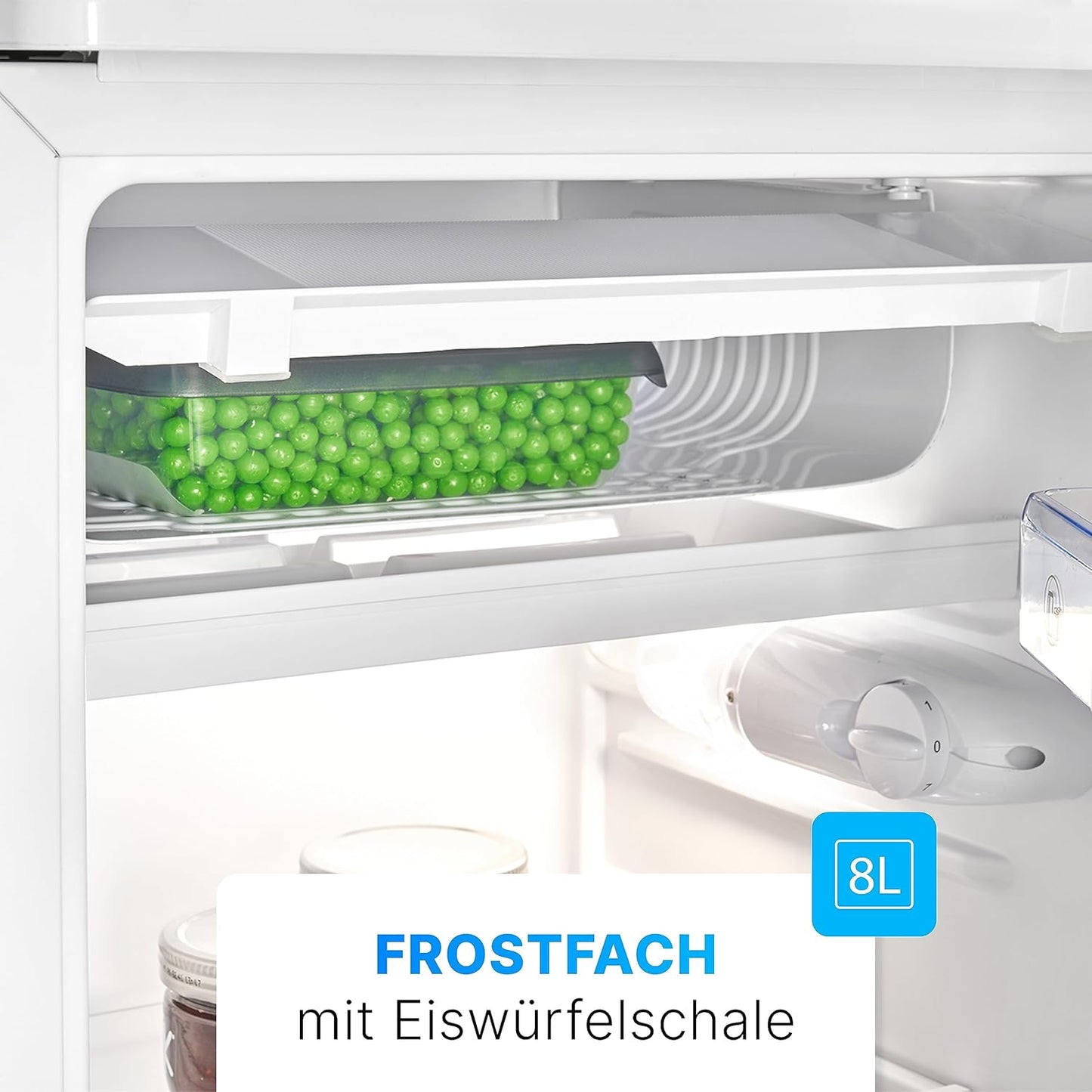 Bomann KS 7349 Kühlschrank, 91L, 2 Glasablagen, LED Innenraumbeleuchtung, Gemüseschale, Weiß