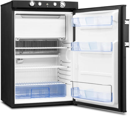 Frigo Trimixte 12V 220V Gaz, 100L, Frigo Camping Gaz, Réfrigérateur Gaz Avec Congélateur, Pour Camping Car, Caravane, Cabanon, Chalet, Noir