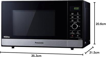 NN-SD28HSGTG-F Four Micro-Ondes Technologie Inverter Plateau Tournant En Verre, 23L, 1000W, 10 Programmes Auto, Décongélation Turbo, 6 Puissances, Minuterie, LED, Acier Inoxydable Noir
