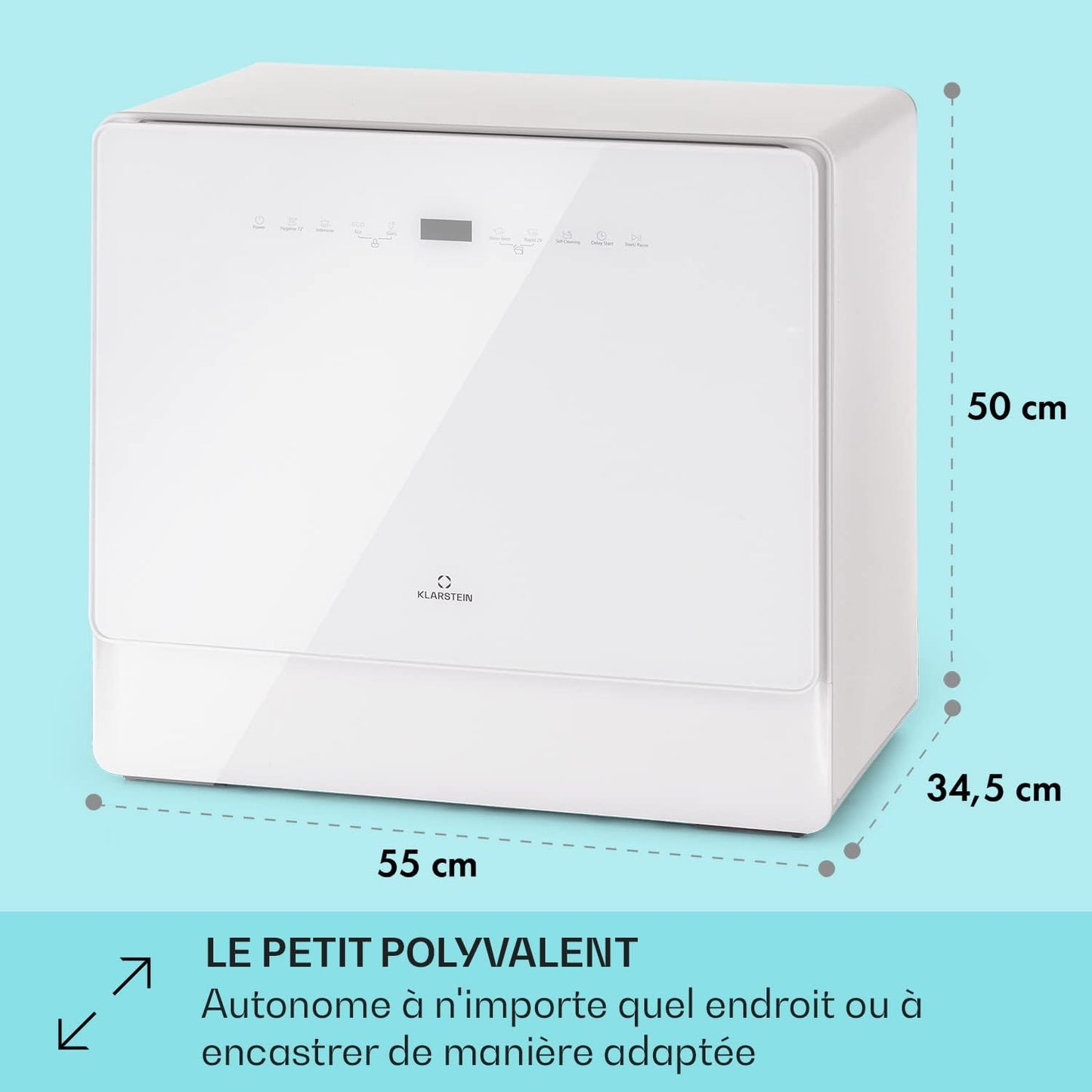 Mini Lave Vaisselle Silencieux De Table Portablede 5 Couvert, 6 Programmes De Lavage, Facile À Installer Pour La Maison Et Bureau